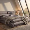 Boxbett SWING 160x200cm grau Vogue Seiden Samtstoff inkl. Stauraum und Bettkasten