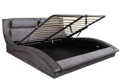 Boxbett SWING 160x200cm grau Vogue Seiden Samtstoff inkl. Stauraum und Bettkasten