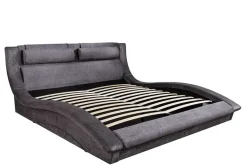 Boxbett SWING 160x200cm grau Vogue Seiden Samtstoff inkl. Stauraum und Bettkasten
