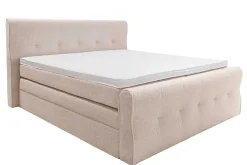 Boxspringbett SIGNUM 180x200cm beige Bouclé inkl. Stauraum Matratze Topper Matratze
