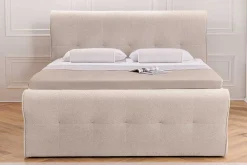 Boxspringbett SIGNUM 180x200cm beige Bouclé inkl. Stauraum Matratze Topper Matratze