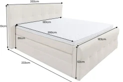 Boxspringbett SIGNUM 180x200cm beige Bouclé inkl. Stauraum Matratze Topper Matratze