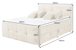 Boxspringbett TOULOUSE 160x200cm beige Microfaser inkl. Matratze Topper Stauraum