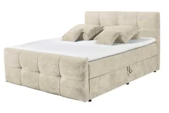 Boxspringbett TOULOUSE 180x200cm beige Microfaser inkl. Matratze Topper Stauraum