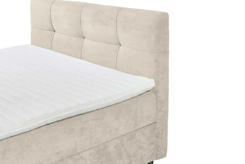 Boxspringbett TOULOUSE 180x200cm beige Microfaser inkl. Matratze Topper Stauraum