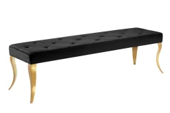 Chesterfield Bank MODERN BAROCK DELUXE 170cm schwarz Samt gold Edelstahl