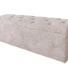Chesterfield Bettbank EXTRAVAGANCIA 140cm champagner greige Bouclè mit Stauraum