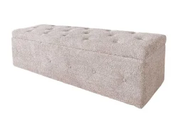 Chesterfield Bettbank EXTRAVAGANCIA 140cm champagner greige Bouclè mit Stauraum