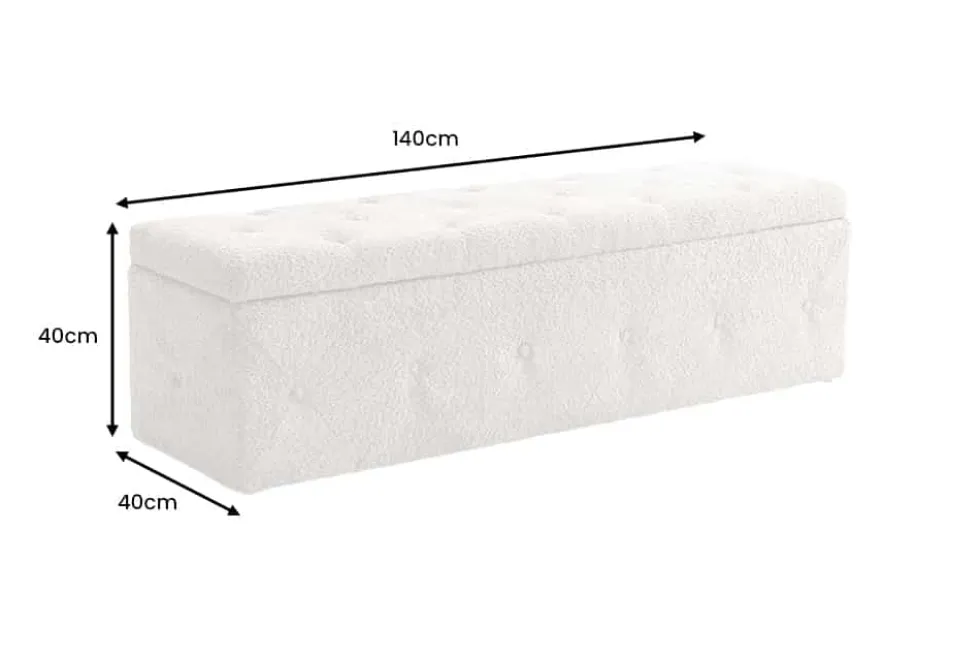 Chesterfield Bettbank EXTRAVAGANCIA 140cm champagner greige Bouclè mit Stauraum