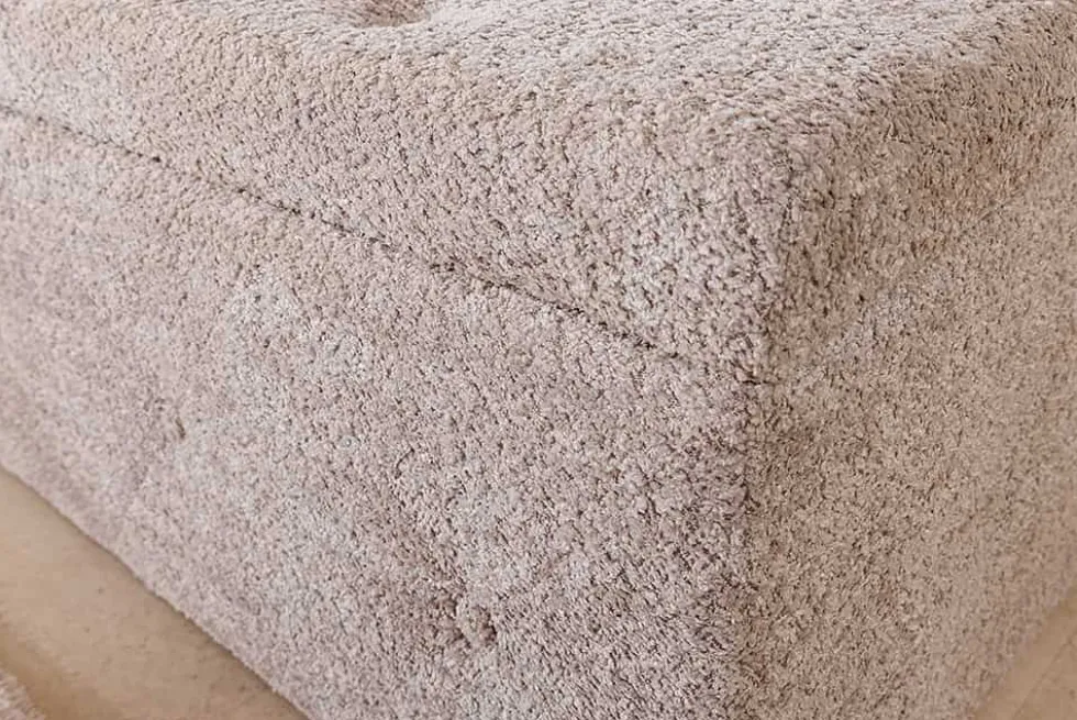 Chesterfield Bettbank EXTRAVAGANCIA 140cm champagner greige Bouclè mit Stauraum