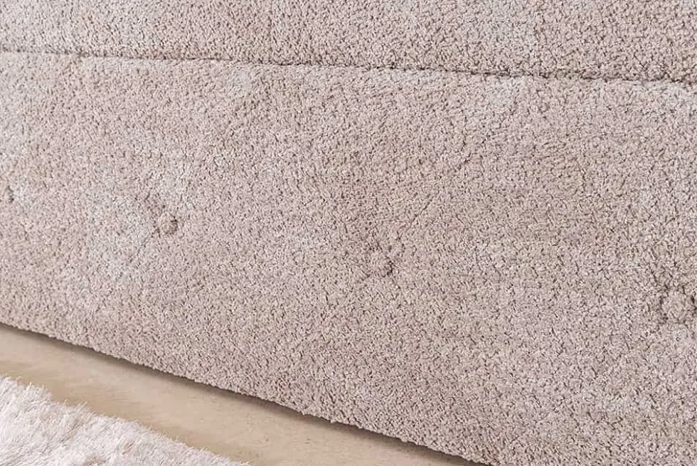 Chesterfield Bettbank EXTRAVAGANCIA 140cm champagner greige Bouclè mit Stauraum