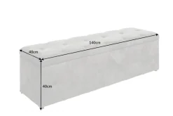 Chesterfield Bettbank EXTRAVAGANCIA 140cm grau Samt mit Stauraum