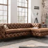 Chesterfield Ecksofa MODERN BAROCK 275cm antik braun Microfaser 3-Sitzer Federkern