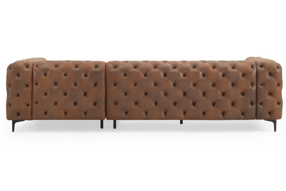 Chesterfield Ecksofa MODERN BAROCK 275cm antik braun Microfaser 3-Sitzer Federkern