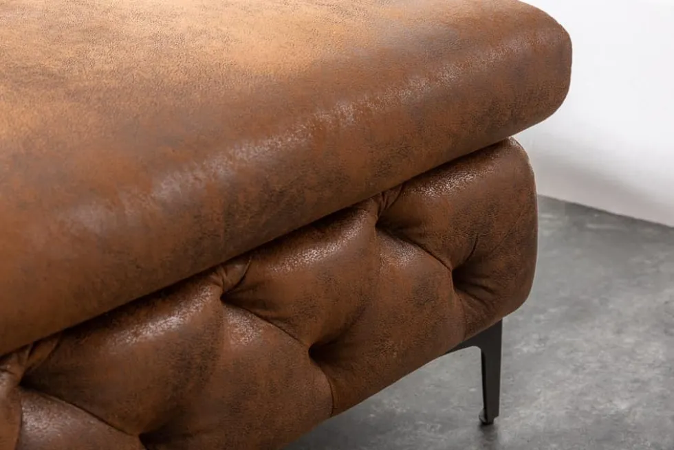 Chesterfield Ecksofa MODERN BAROCK 275cm antik braun Microfaser 3-Sitzer Federkern