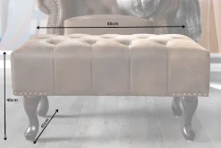 Chesterfield Fußhocker 80cm antik braun mit Knopfheftung und Nietenbesatz