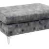 Chesterfield Hocker MODERN BAROCK 90cm dunkelgrau Samt Sitzhocker Fußhocker