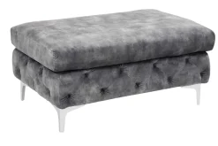 Chesterfield Hocker MODERN BAROCK 90cm dunkelgrau Samt Sitzhocker Fußhocker