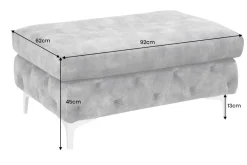 Chesterfield Hocker MODERN BAROCK 90cm dunkelgrau Samt Sitzhocker Fußhocker