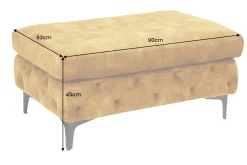 Chesterfield Hocker MODERN BAROCK 90cm senfgelb Samt Sitzhocker Fußhocker