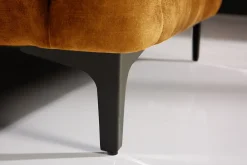 Chesterfield Hocker MODERN BAROCK 90cm senfgelb Samt Sitzhocker Fußhocker