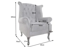 Chesterfield Ohrensessel antik grau Microfaser mit Knopfheftung