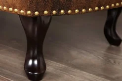 Chesterfield Récamière 170cm antik braun mit Knopfheftung und Nietenbesatz
