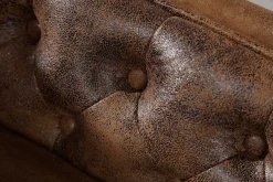 Chesterfield Récamière 170cm antik braun mit Knopfheftung und Nietenbesatz