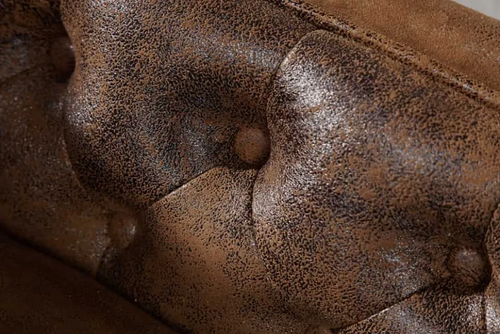 Chesterfield Récamière 170cm antik braun mit Knopfheftung und Nietenbesatz