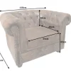 Chesterfield Sessel 110cm antik braun mit Knopfheftung und Federkern
