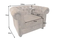 Chesterfield Sessel 110cm antik braun mit Knopfheftung und Federkern