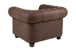 Chesterfield Sessel 110cm vintage braun mit Knopfheftung und Federkern