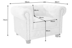 Chesterfield Sessel 110cm vintage braun mit Knopfheftung und Federkern