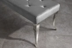 Chesterfield Sitzbank MODERN BAROCK DELUXE 170cm grau Samt silber Edelstahl
