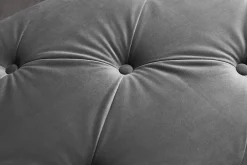 Chesterfield Sitzbank MODERN BAROCK DELUXE 170cm grau Samt silber Edelstahl