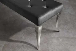 Chesterfield Sitzbank MODERN BAROCK DELUXE 170cm schwarz Samt silber Edelstahl