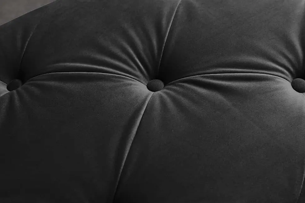 Chesterfield Sitzbank MODERN BAROCK DELUXE 170cm schwarz Samt silber Edelstahl
