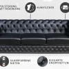 Chesterfield 3-Sitzer Sofa 205cm schwarz Nietenbesatz Federkern
