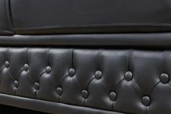 Chesterfield 3-Sitzer Sofa 205cm schwarz Nietenbesatz Federkern