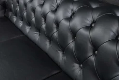 Chesterfield 3-Sitzer Sofa 205cm schwarz Nietenbesatz Federkern