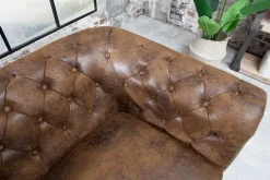 Chesterfield 2-Sitzer Sofa 150cm antik braun Microfaser Federkern Knopfheftung