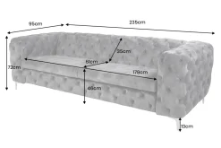 Chesterfield 3-Sitzer Sofa MODERN BAROCK 235cm dunkelgrau Samt Federkern Metallfüße