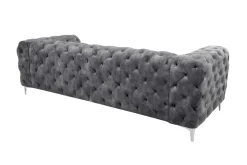 Chesterfield 3-Sitzer Sofa MODERN BAROCK 235cm dunkelgrau Samt Federkern Metallfüße