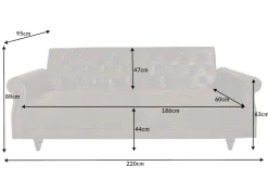 Chesterfield 3-Sitzer Sofa MAISON BELLE AFFAIRE 220cm antik braun Microfaser mit Schlaffunktion