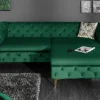 Chesterfield 3-Sitzer Sofa MODERN BAROCK 235cm smaragdgrün Samt Federkern gold Metallfüße