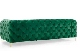 Chesterfield 3-Sitzer Sofa MODERN BAROCK 235cm smaragdgrün Samt Federkern gold Metallfüße