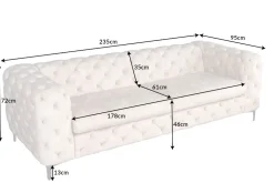 Chesterfield 3-Sitzer Sofa MODERN BAROCK 235cm champagner beige Samt Federkern
