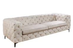 Chesterfield 3-Sitzer Sofa MODERN BAROCK 235cm champagner beige Samt Federkern