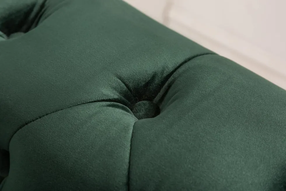 Chesterfield 3-Sitzer Sofa 205cm flaschengrün Samt Federkern Knopfheftung
