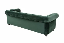 Chesterfield 3-Sitzer Sofa 205cm flaschengrün Samt Federkern Knopfheftung